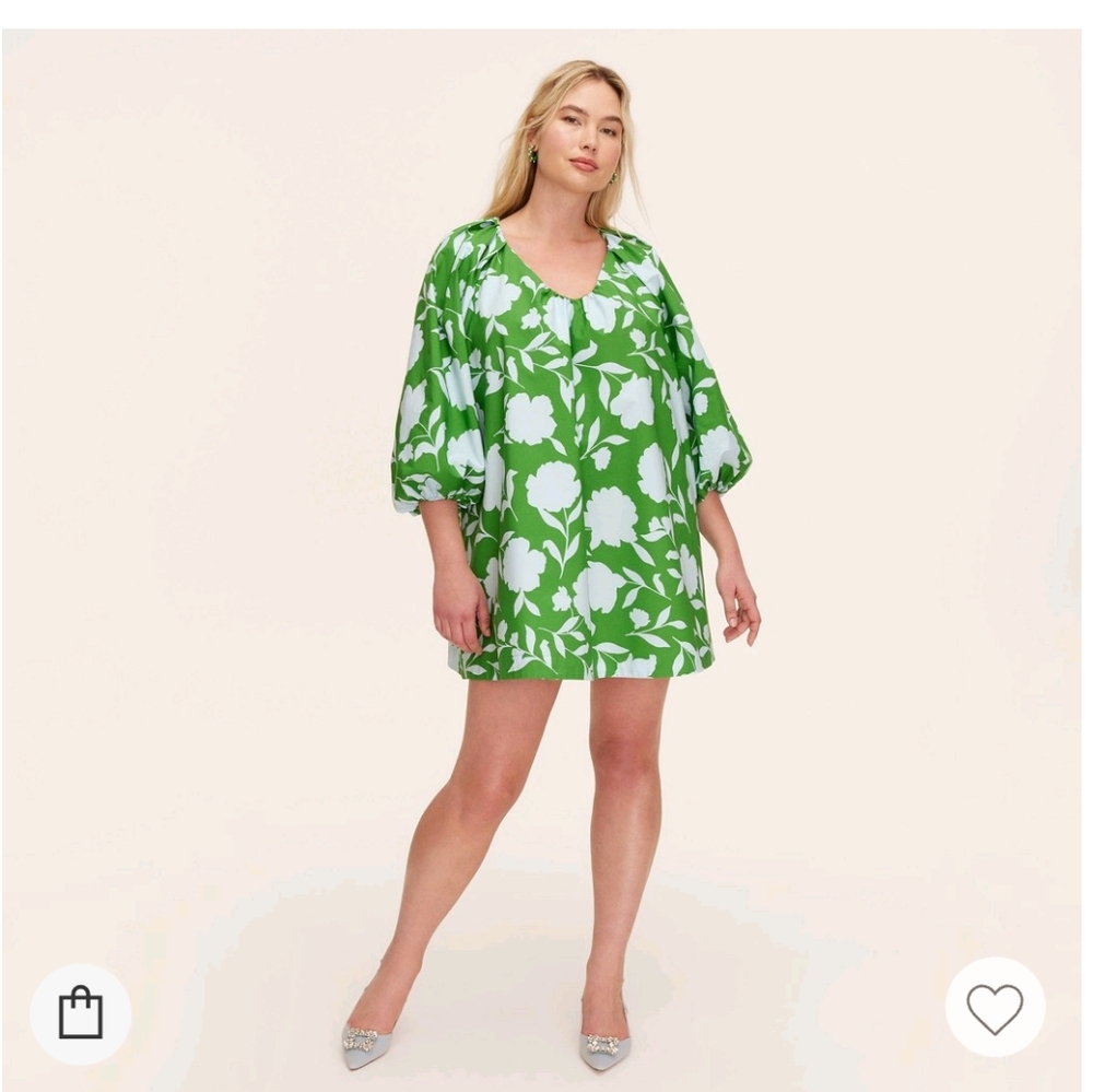 kate spade new york x Target Green Poplin Mini Dress Classic Rose Long Sleeve M